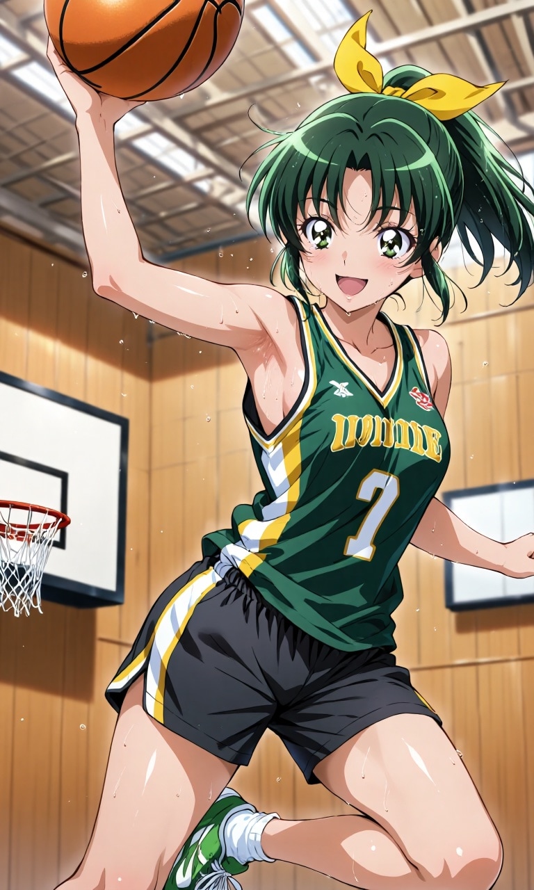 バスケを楽しむ緑川なお