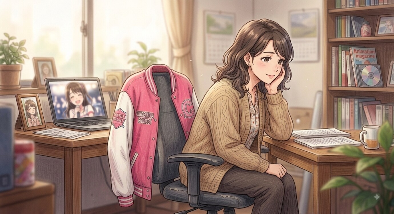 島村卯月のスタジャンを掛けた椅子に座る卯月ママ | の人気AIイラスト・グラビア