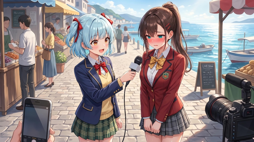 理保さんのインタビューを受けるウチの子たち