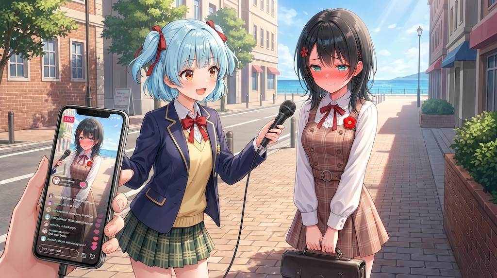 理保さんのインタビューを受けるウチの子たち