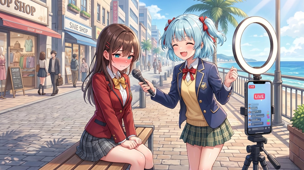 理保さんのインタビューを受けるウチの子たち