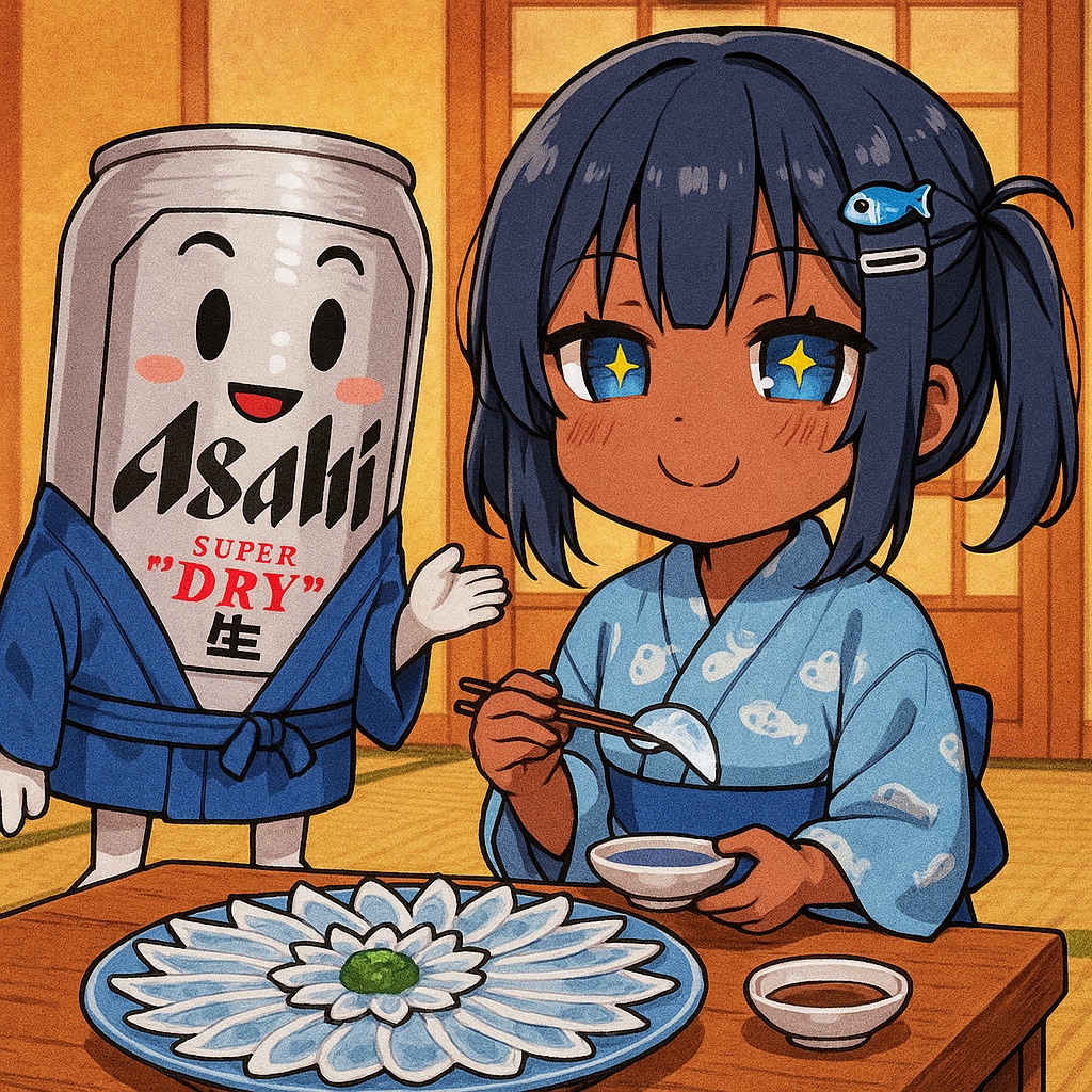 フグ刺しを食べるこなつちゃん