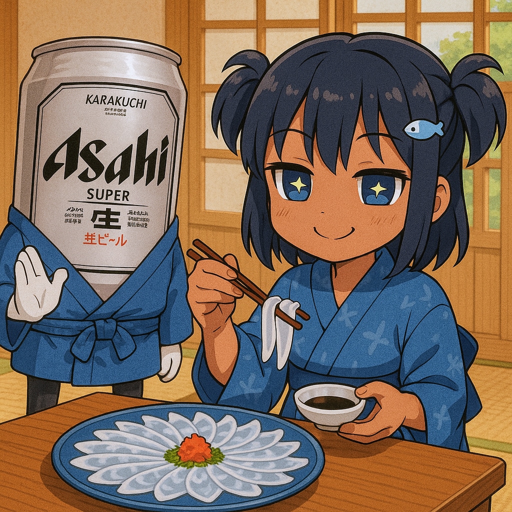 フグ刺しを食べるこなつちゃん