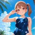 スク水サイドポニー女子　リゾート 3枚目