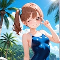 スク水サイドポニー女子　リゾート 7枚目