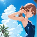 スク水サイドポニー女子　リゾート 2枚目