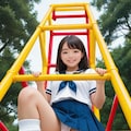 公園の遊具で遊ぶ彼女 2枚目