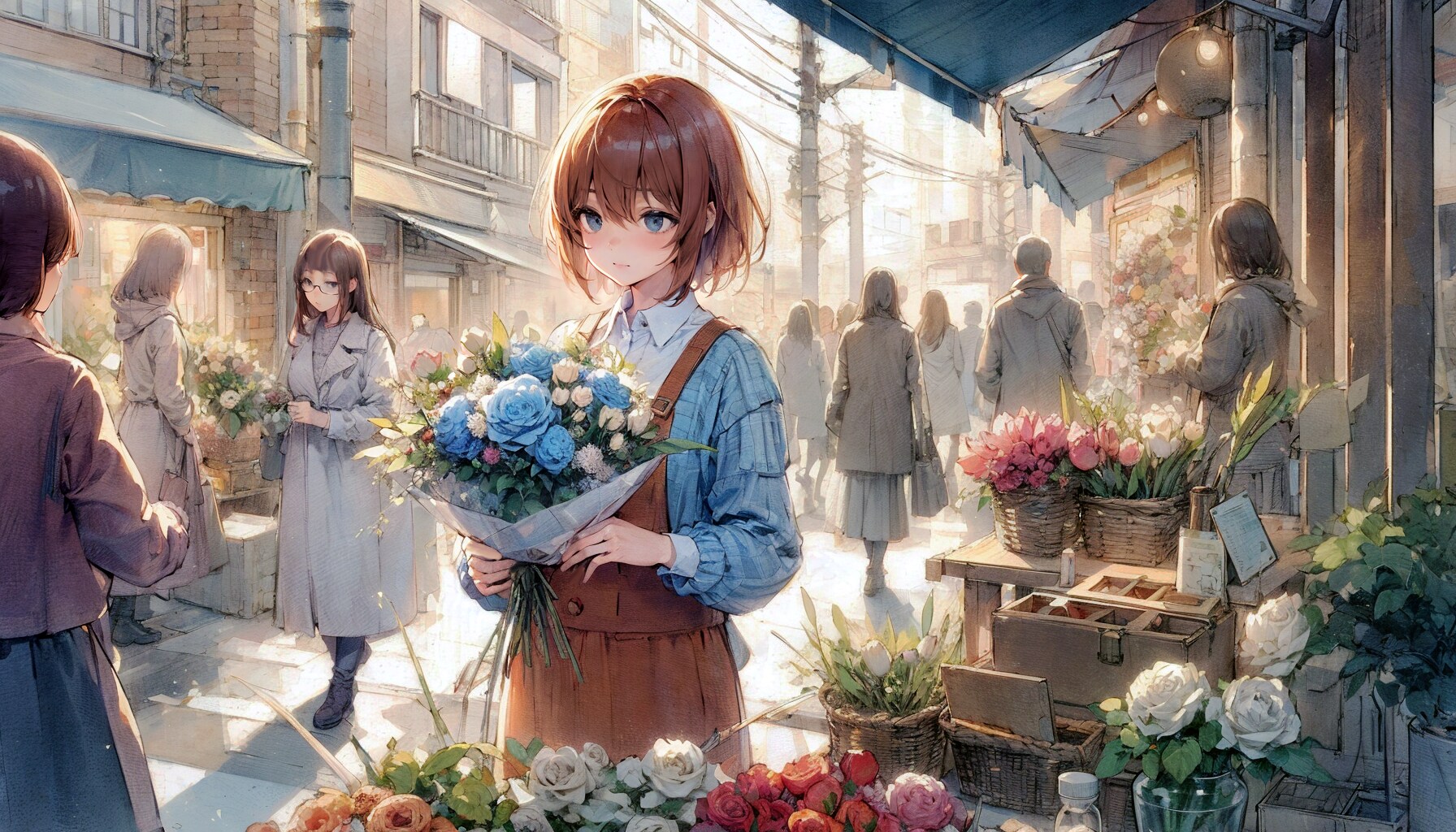 花屋の少女 (花と少女46) | の人気AIイラスト・グラビア