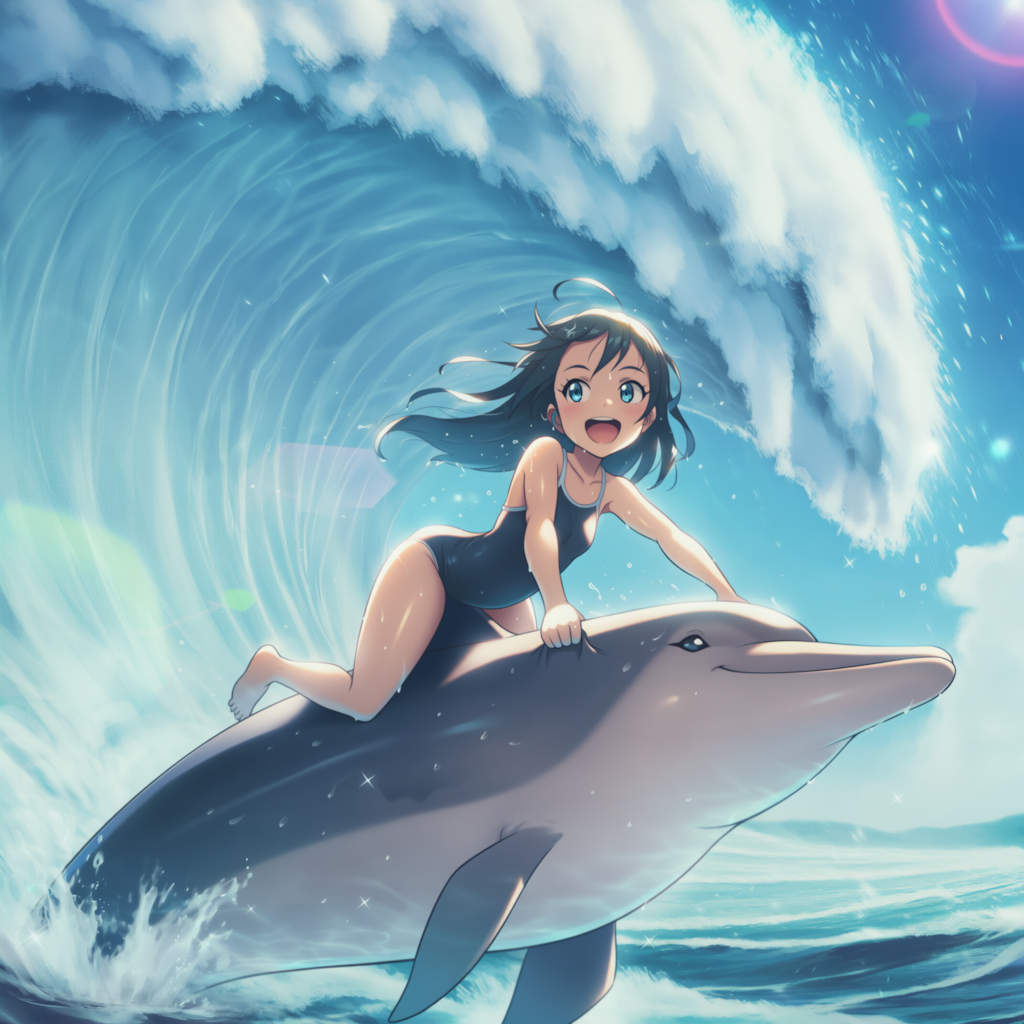 イルカに乗った少女