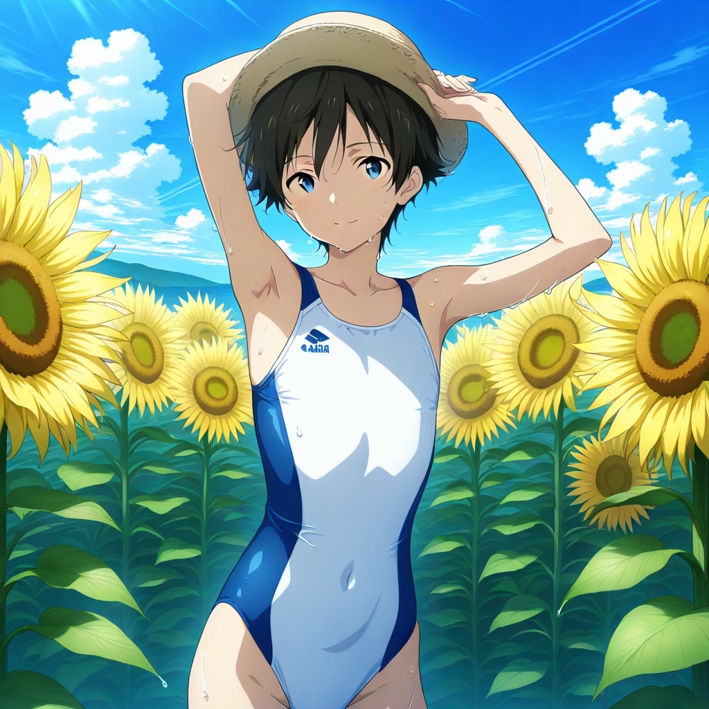 ボーイッシュ競泳水着天使さん