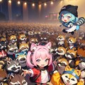 タヌキと女の子 3枚目