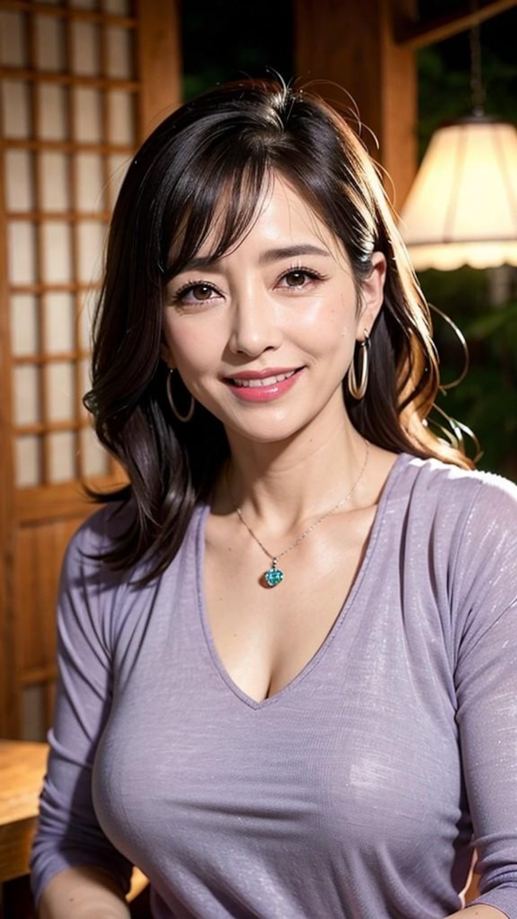 デートでおしゃれする笑顔がすてきな奥さま😊