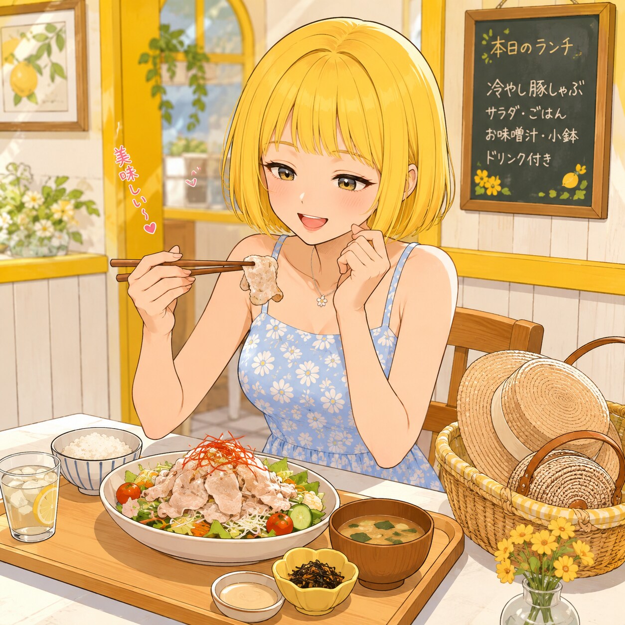 ランチ/冷やし豚しゃぶ（レモンちゃん） | の人気AIイラスト・グラビア