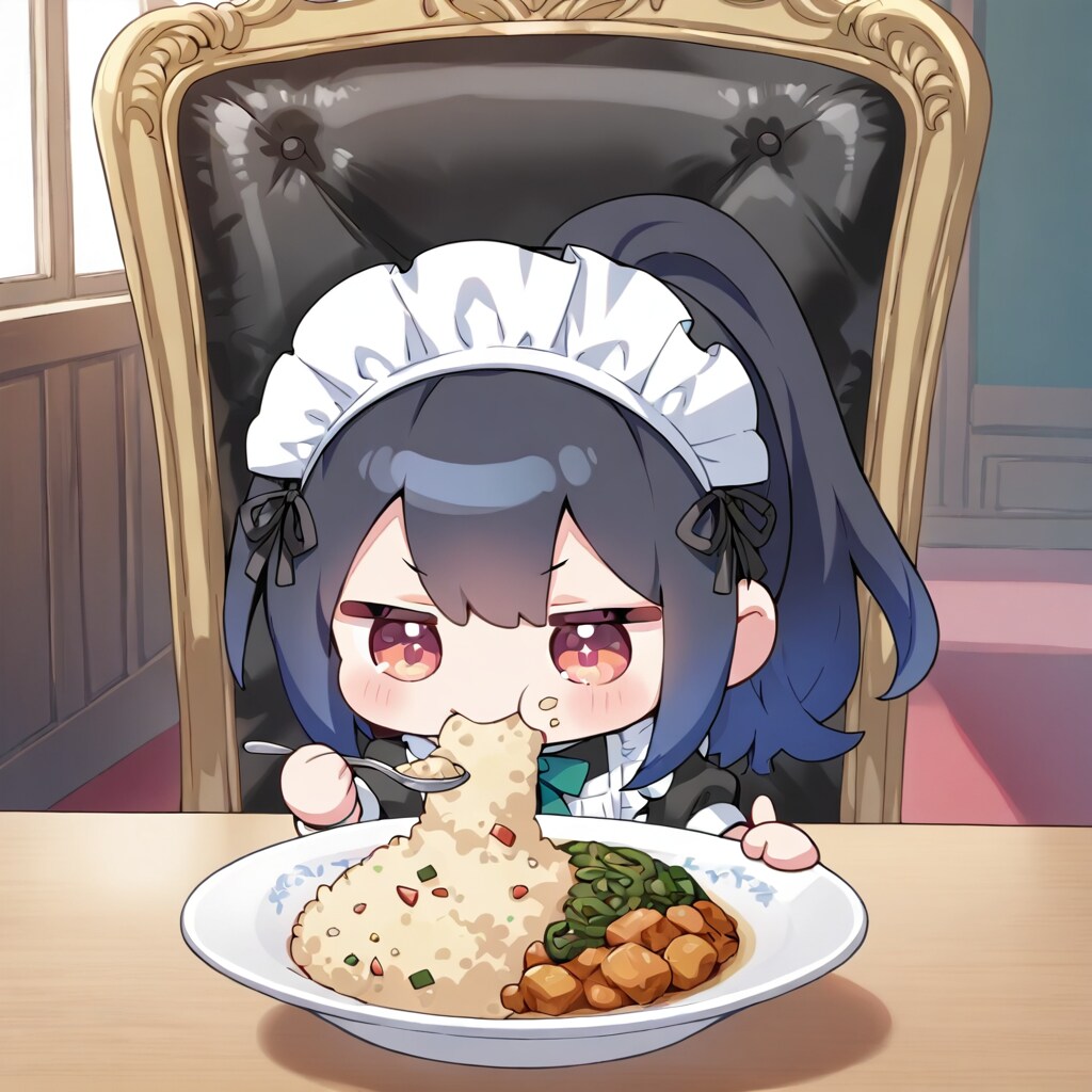 LILACのチャーハンを食べるメイドさん