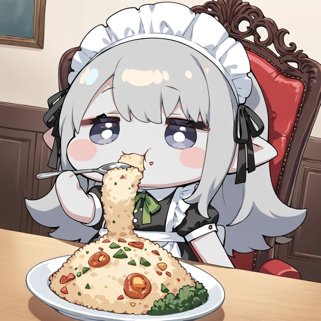LILACのチャーハンを食べるメイドさん