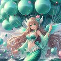 第9の風船天使 青緑風船のマーメイドバルーン 9枚目