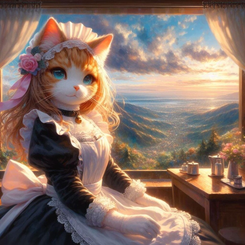 アクリル風 #ロングスカート メイド猫