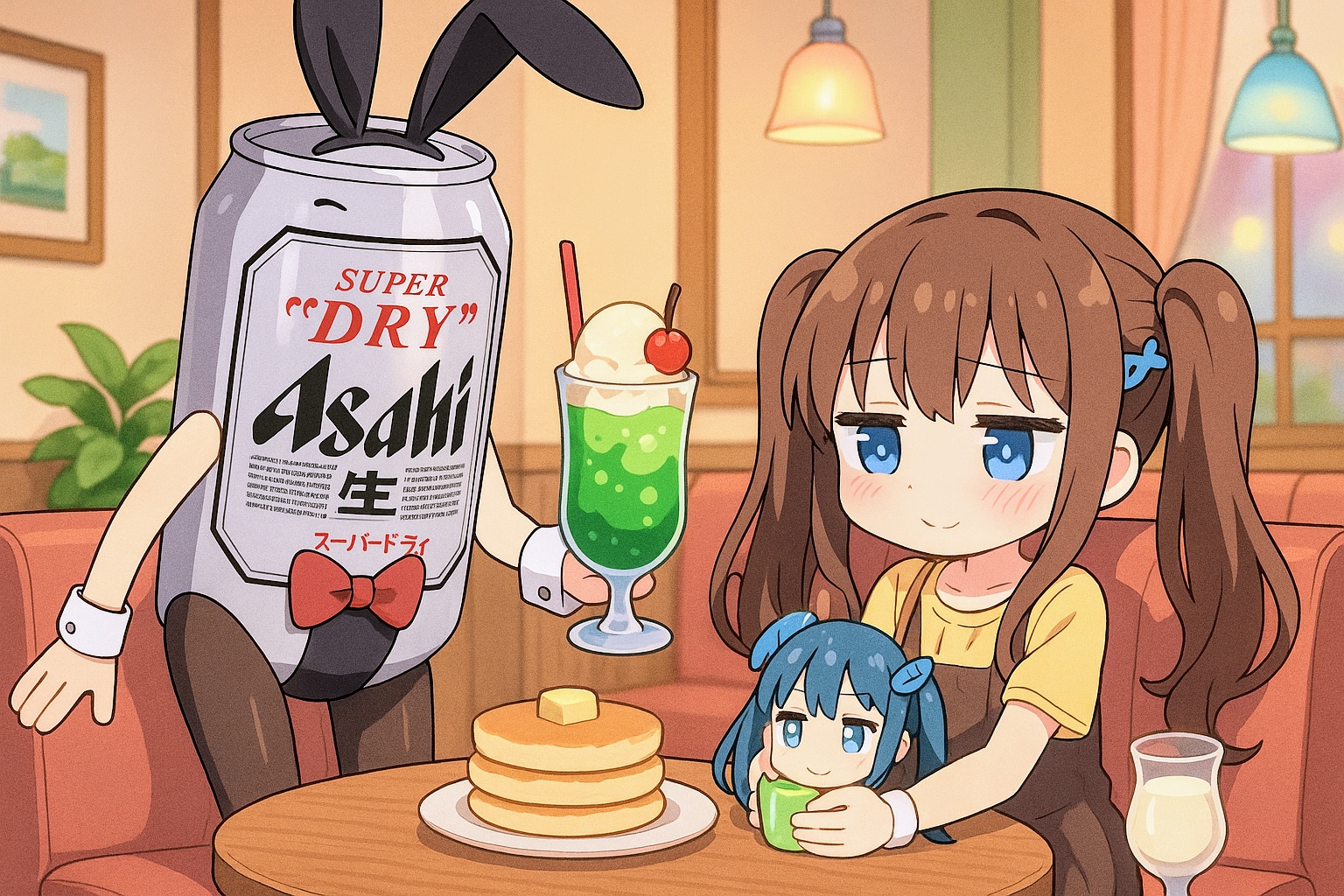 バニーガールのビール缶と小さな女の子 | の人気AIイラスト・グラビア