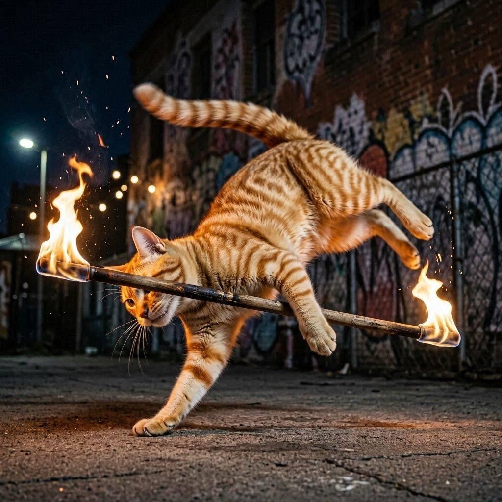 ファイヤーダンスする猫