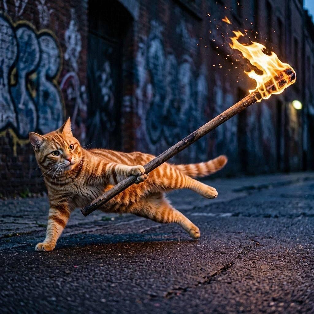 ファイヤーダンスする猫