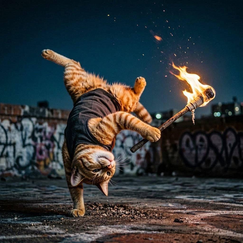ファイヤーダンスする猫