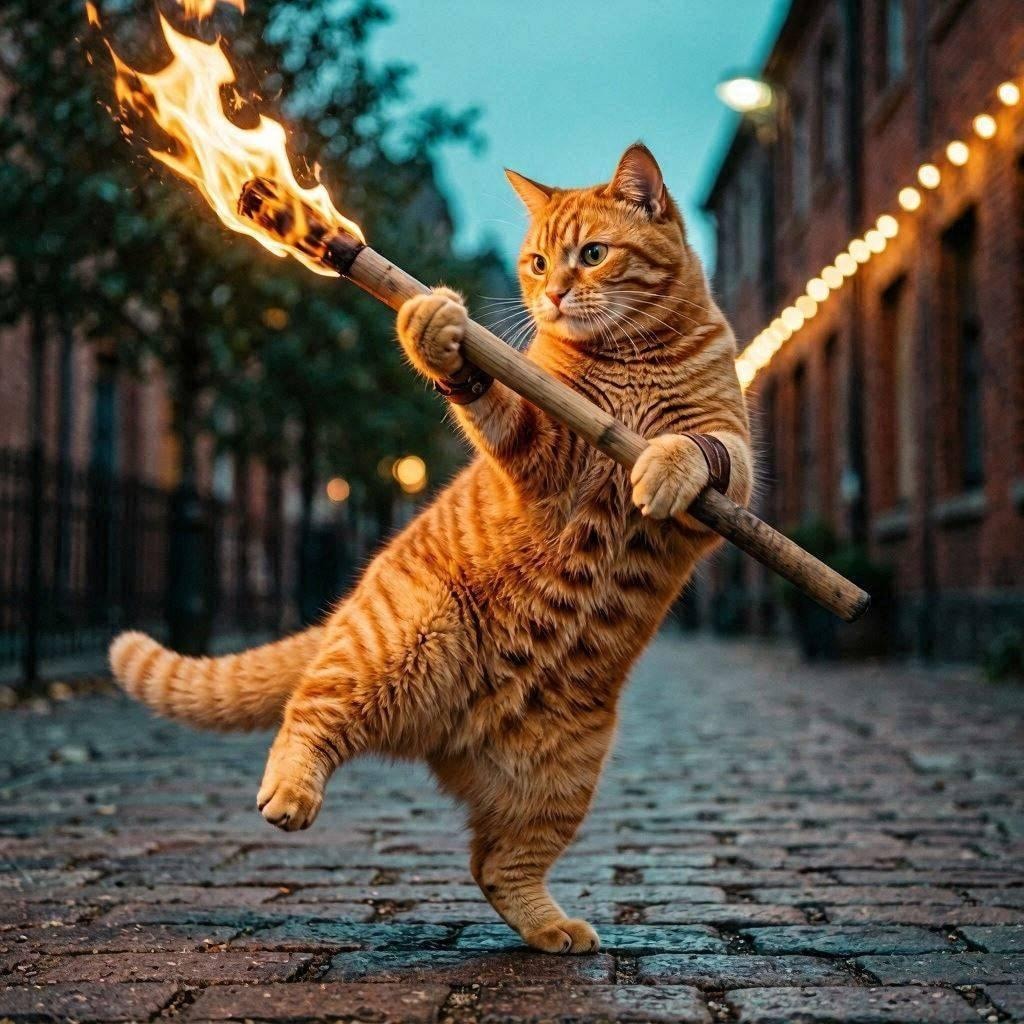 ファイヤーダンスする猫