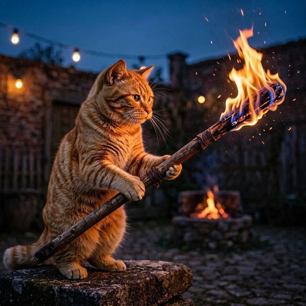 ファイヤーダンスする猫