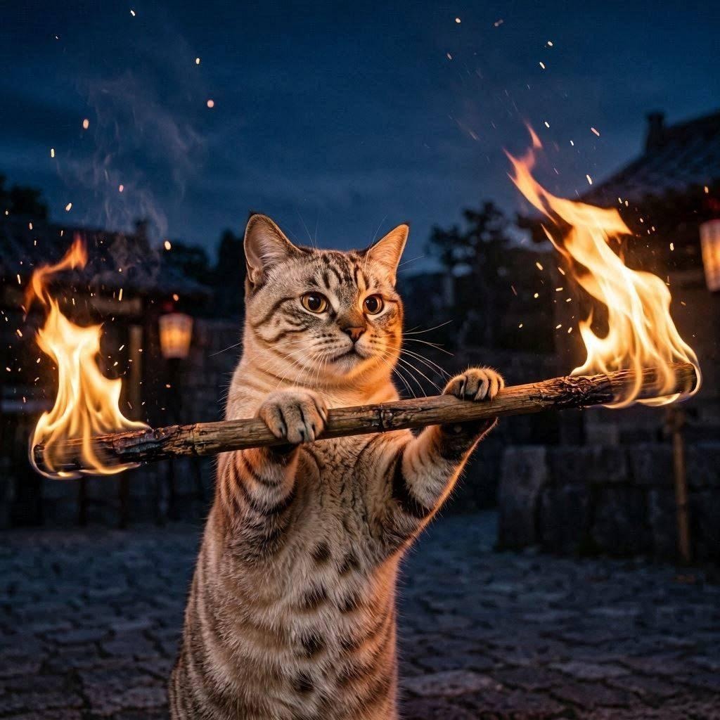ファイヤーダンスする猫
