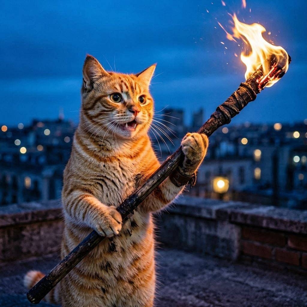 ファイヤーダンスする猫