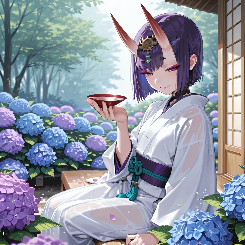 鬼と紫陽花