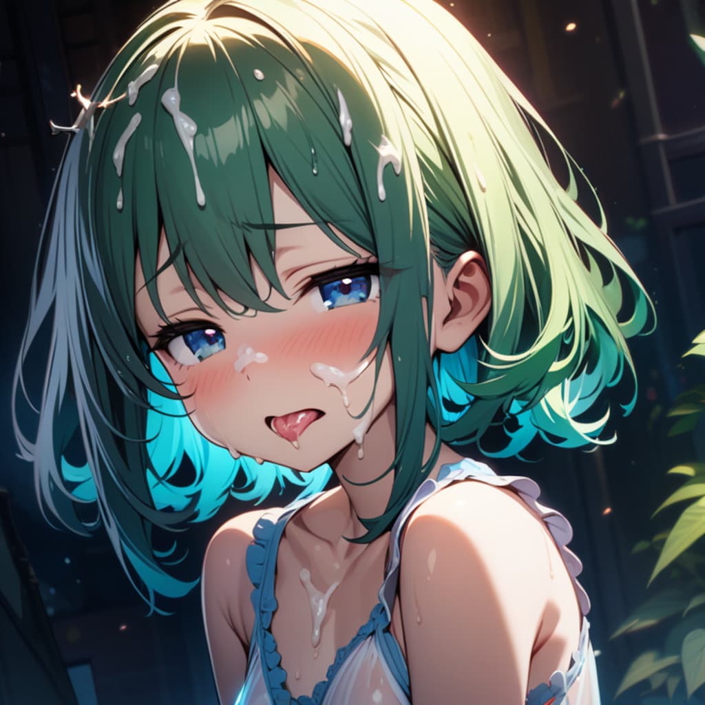 出しすぎ…な緑髪ちゃん