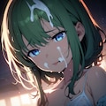 出しすぎ…な緑髪ちゃん 2枚目