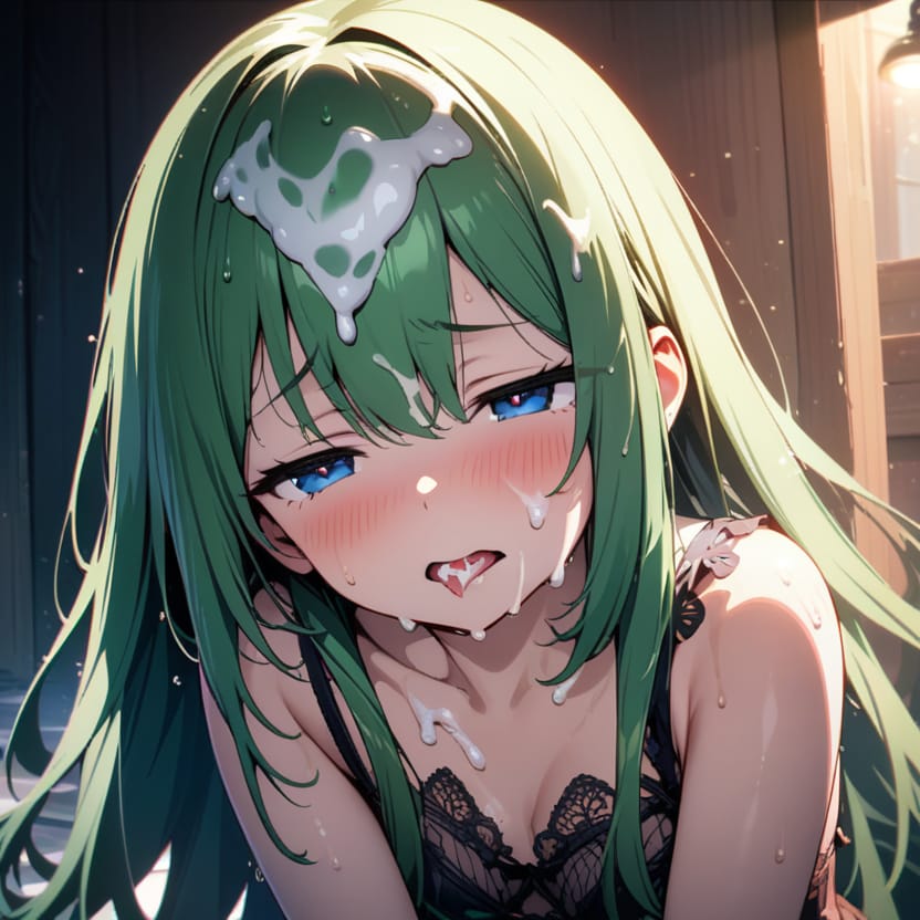 出しすぎ…な緑髪ちゃん