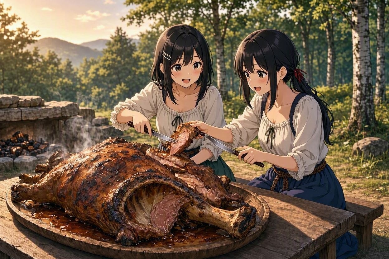 ワイルドな丸焼き料理(MAI-Image-2.5-Flash) | の人気AIイラスト・グラビア