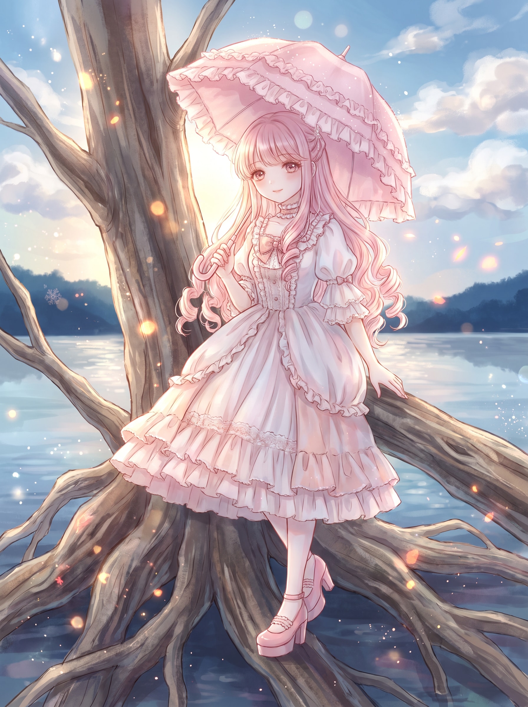 湖畔花影傘少女 | の人気AIイラスト・グラビア