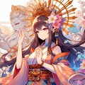 和風な女性の神様＊その１・DALL-E3に考えてもらったシリーズ(16枚) 4枚目