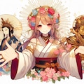 和風な女性の神様＊その１・DALL-E3に考えてもらったシリーズ(16枚) 11枚目