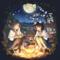 焚火と猫耳と満月 2枚目
