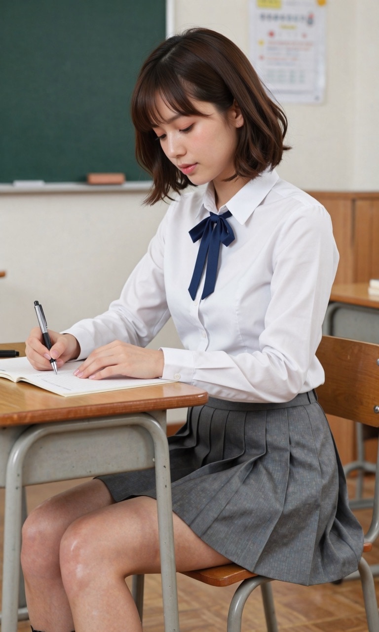 教室でお勉強中に、、、
