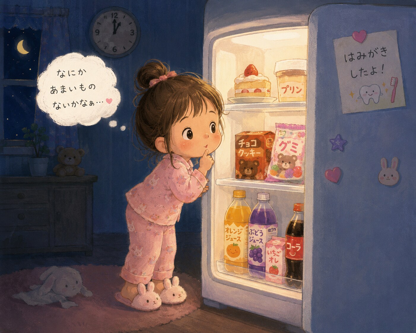 よなかだってあまいおかしがたべたくなるんだもん