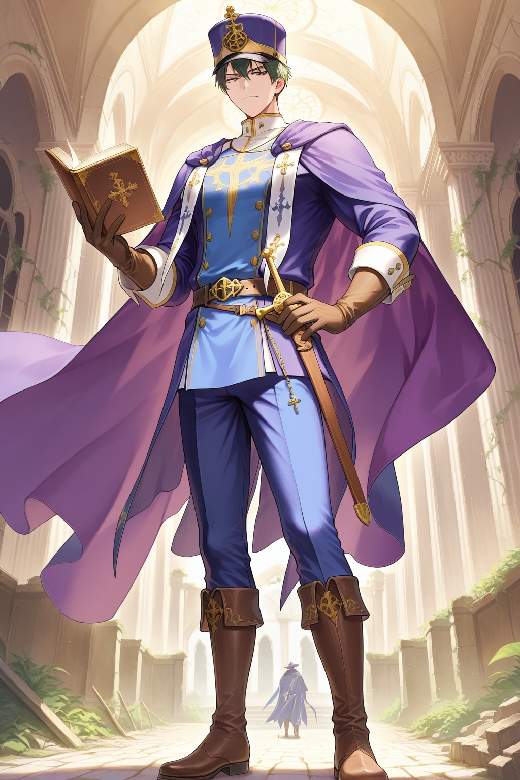 ファンタジー遺跡地下、アニメ風若き司教1-1-2-3-4-2-1-2