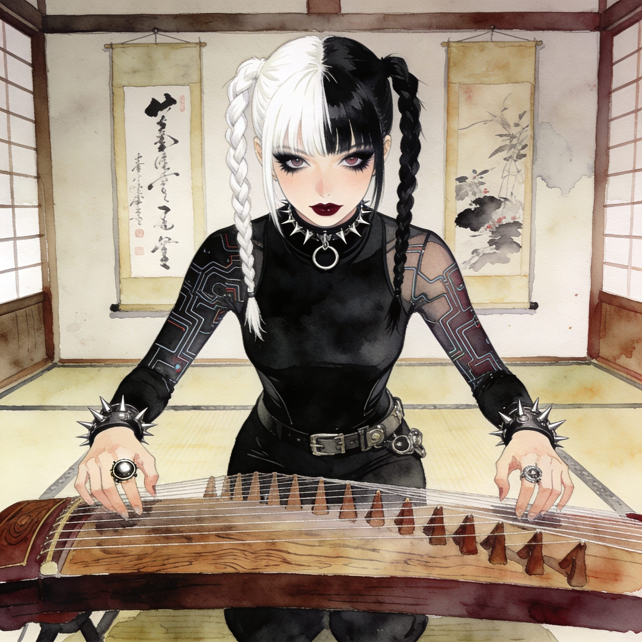 パンク娘、琴に挑戦。 | の人気AIイラスト・グラビア