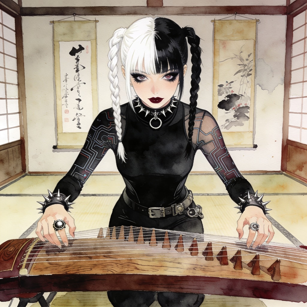 パンク娘、琴に挑戦。