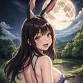 bunny girlと呪文に書くと、耳だけウサちゃんになりやすいです。 5枚目