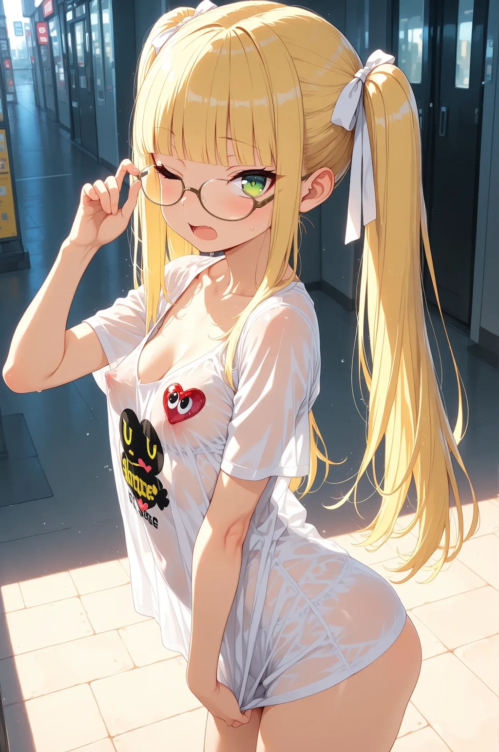 そんなに見ないでよ/// 透ける乳首♡