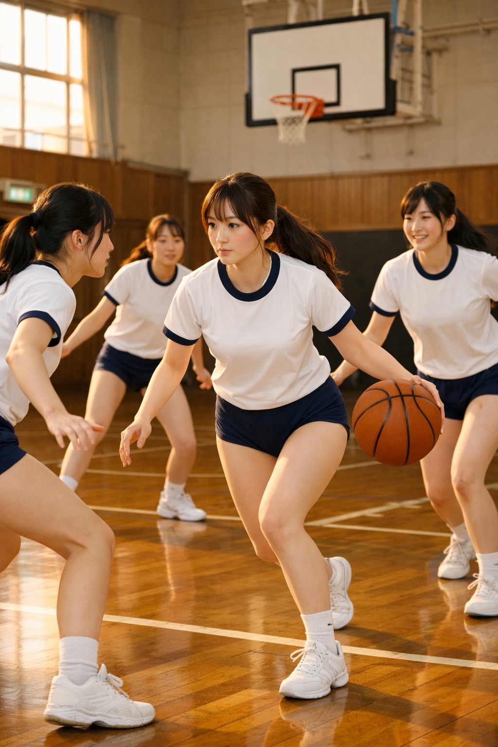 体育の授業 バスケ(ChatGPT)