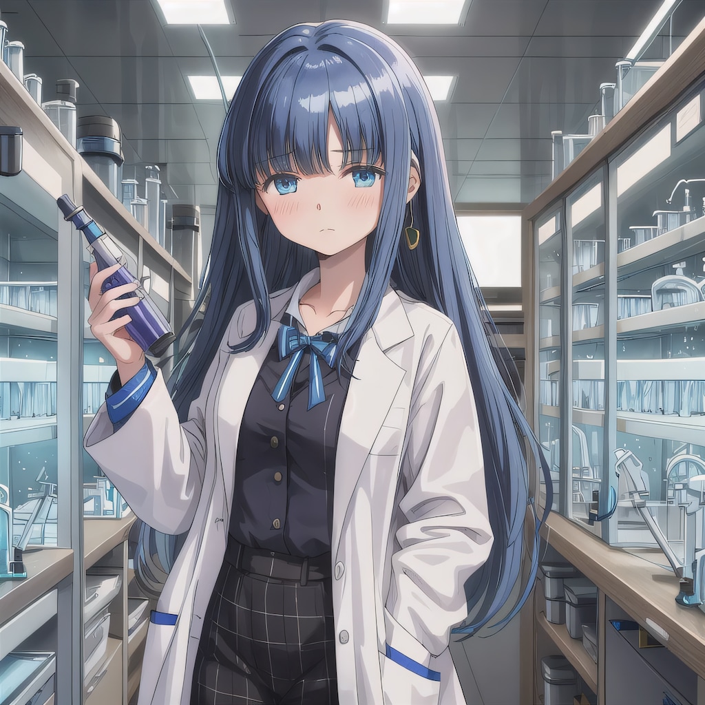 黒髪ロングで白衣の少女５７