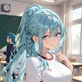 教室でブルマ姿のユズリハさん 2枚目