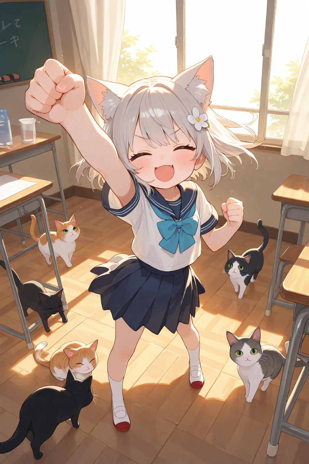 この教室はねこたちがいただいたー！！
