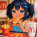 チーズ月見バーガーを食べるこなつちゃん 2枚目